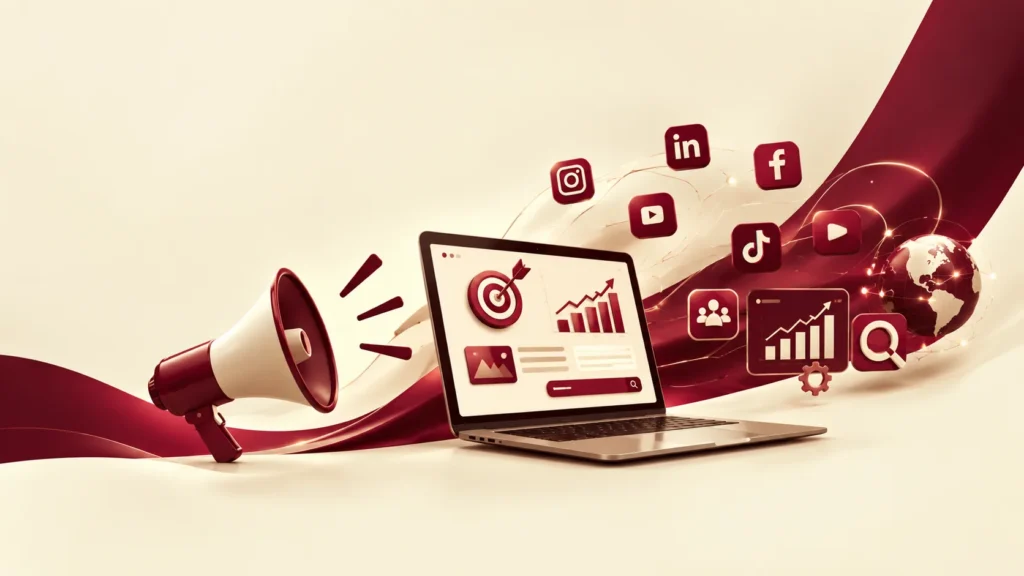 image of Digital marketing powered by AI analytics and social media